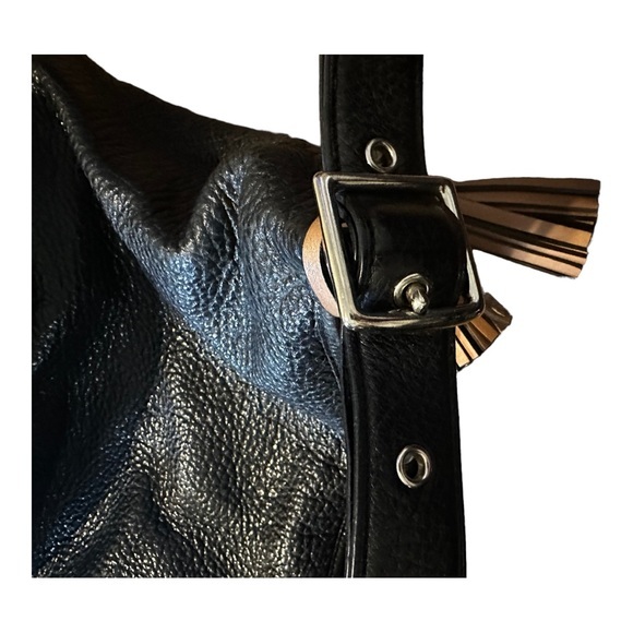 Coach Legacy Duffle Tassels Black Brown Pebble Leather Large Shoulder Handbag - Picture 3 of 5